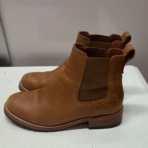 Women's Tan Leather Chelsea Booties - Classic Slip-On Style
